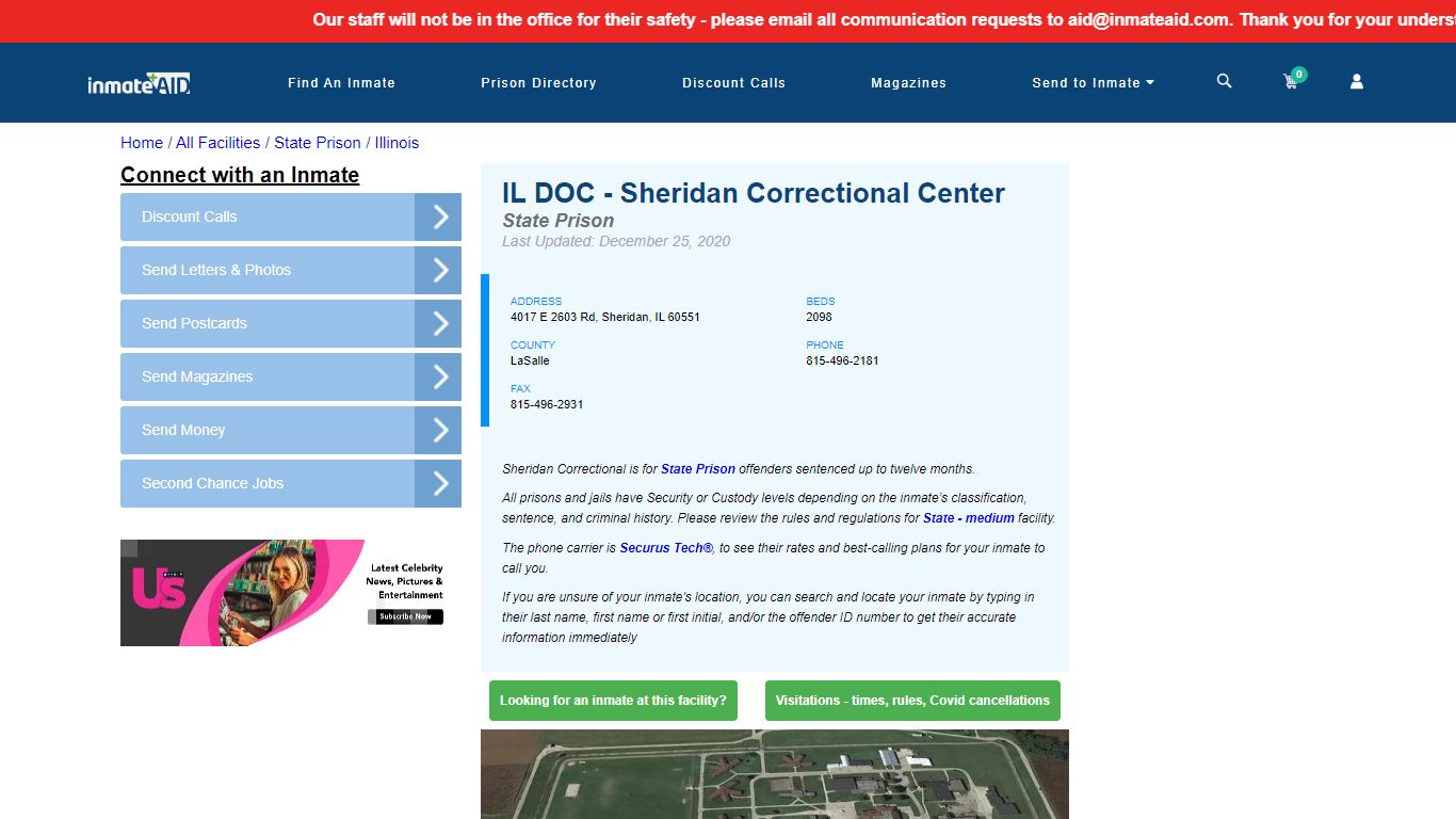 IL DOC - Sheridan Correctional Center & Inmate Search ...