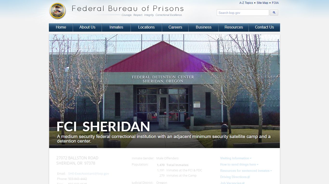 FCI Sheridan - Federal Bureau of Prisons